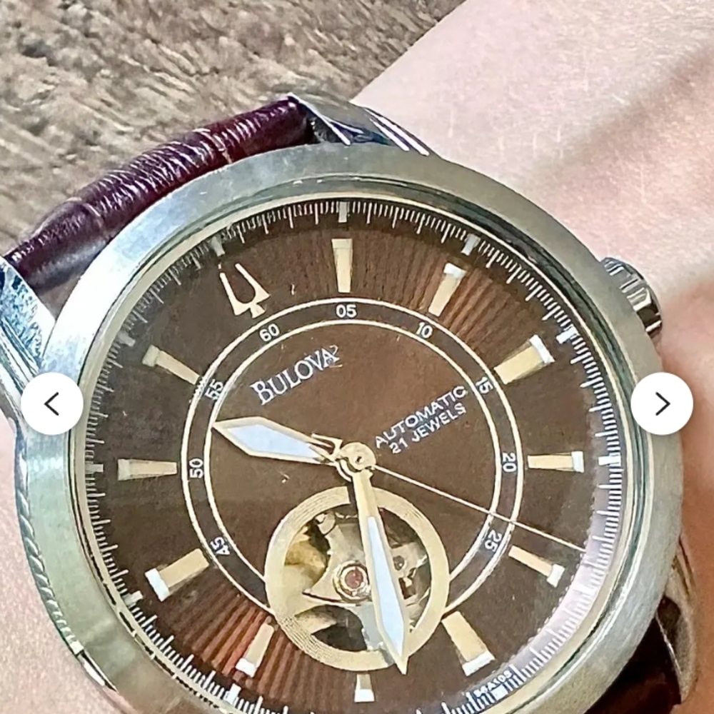 Bulova Silver and Brown Automatic Watch